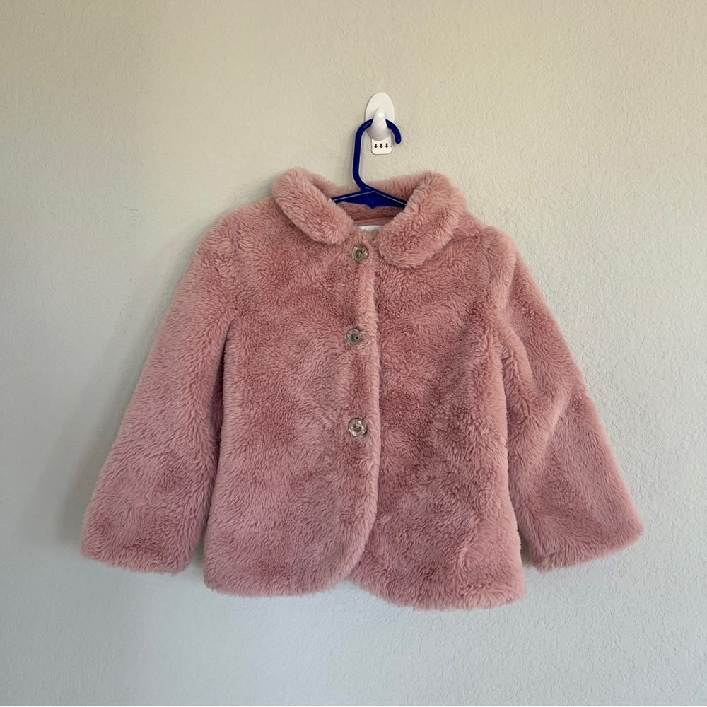 Edgehill Collection Girls Pink Faux Fur Coat Size 2/3